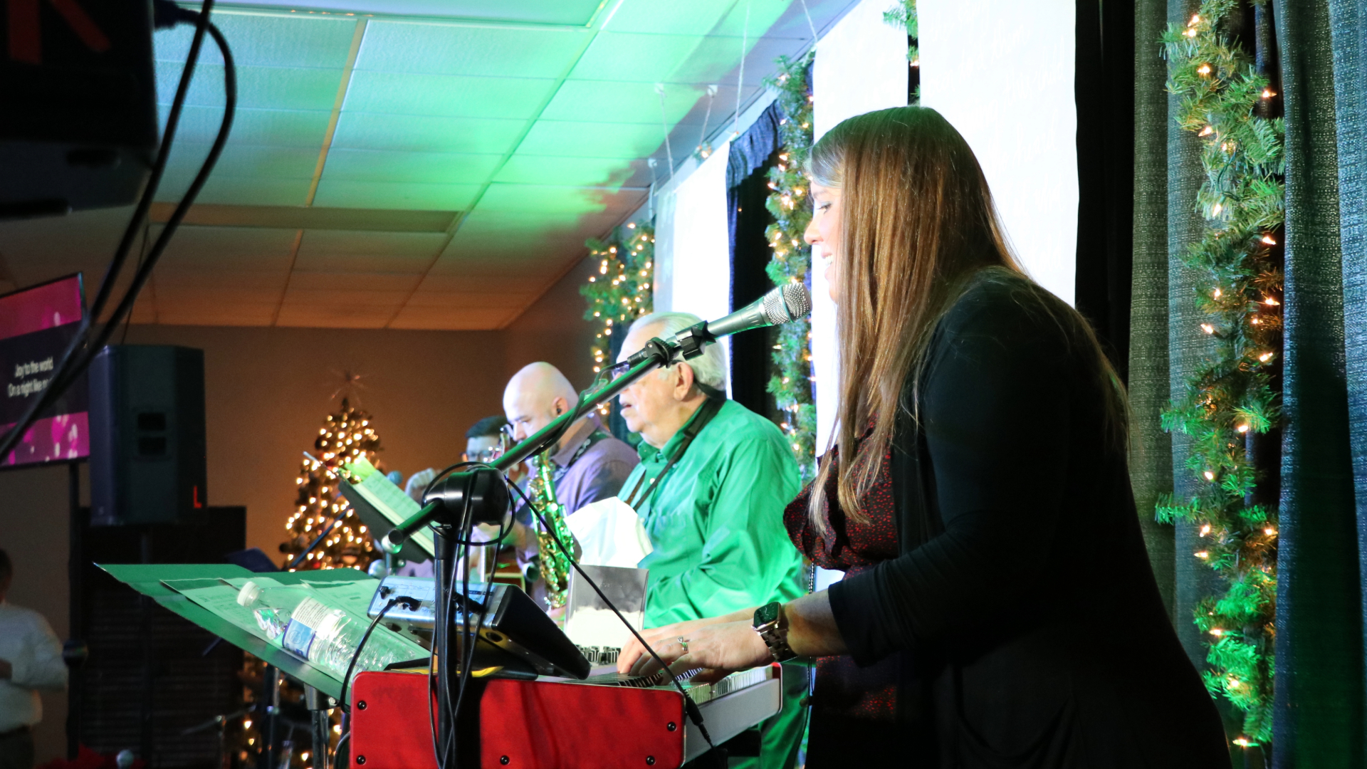 music group performing at service